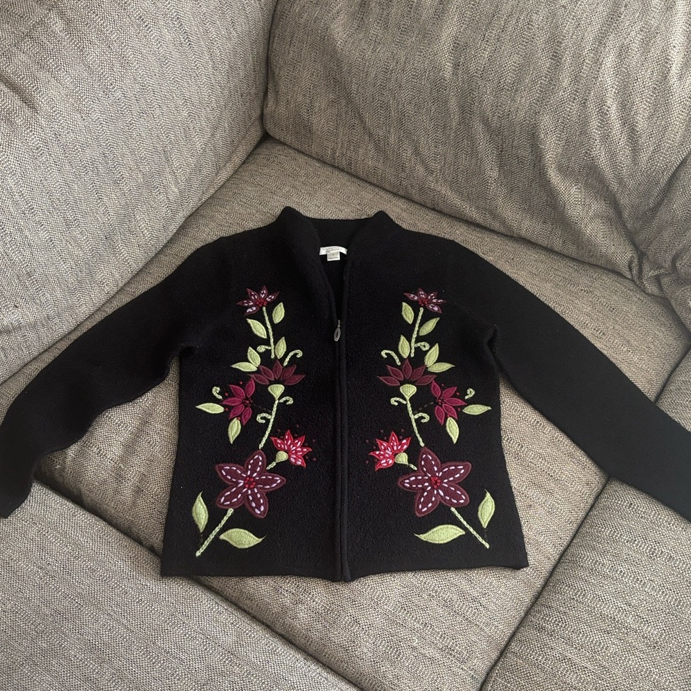 Christopher & banks wool floral cardigan